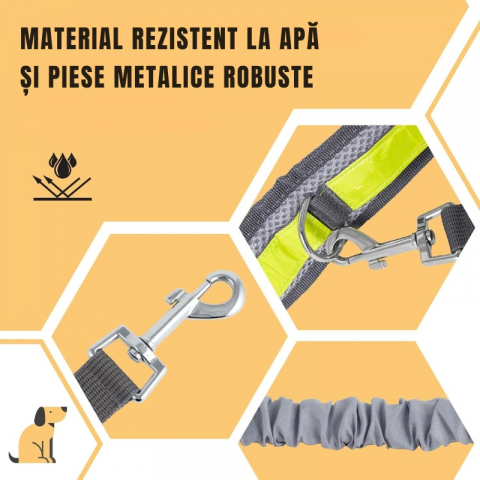 Set Lesa Hands-Free pentru Alergat impreuna cu Cainele si Centura Reglabila pentru Stapan cu Borseta si Saculet, Reflectorizanta, Elastica [2]