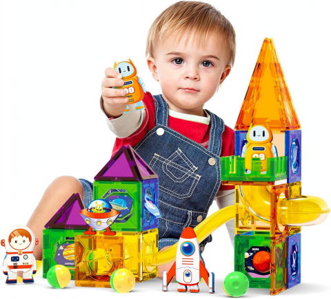 Jucării & Jocuri - Set Magnetic de Construcție cu Tematică Spațială – 60 Piese, Doloowee,  Jucărie Educațională pentru Copii 3–8 Ani
