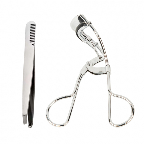 Îngrijire Personală & Cosmetice - Set Ondulator Gene Metalic + Penseta cu Pieptan – Curbare Naturala si Precizie, Accesorii Machiaj Esentiale
