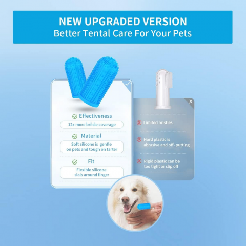 Set 8 Periuțe de Dinți pe Deget pentru Câini și Pisici, Curățare Dentară 360°, din Silicon Sigur, Ideal pentru Îngrijirea Dentară a Animalelor de Companie, PetitePaw [6]