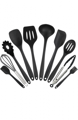 Casă, Grădină & Bricolaj - Set ustensile bucatarie 10 piese Silicon alimentar, Termorezistente, Antiaderente, negru, KSD0H