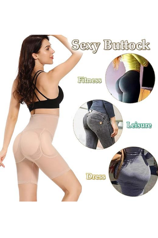 Short modelator cu talie înaltă, conceput pentru a evidenția și îmbunătăți silueta feminină, Joyshaper, bej, 3XL [4]