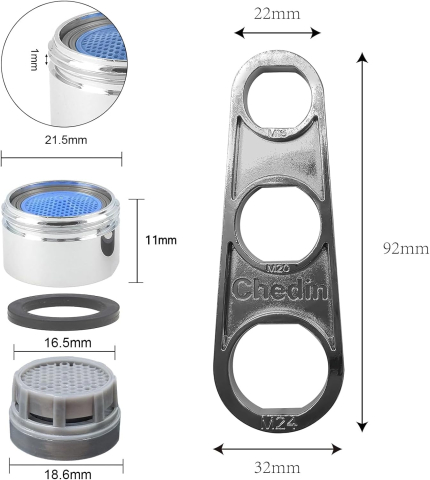 Sita aerator baterie M22 perlator robinet cromat set 6 bucati cu cheie si garnituri [1]
