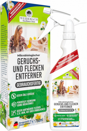 Spray pentru eliminarea petelor și a mirosurilor de uz casnic proaspăt și eficient, biodegradabil, împotriva petelor și mirosurilor persistente, WEIDEBACH® , 750 ml