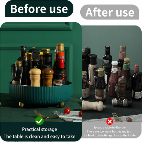 Suport Rotativ pentru Depozitare – Organizator 360° pentru Condimente, Cosmetice sau Accesorii (Verde Inchis) [2]