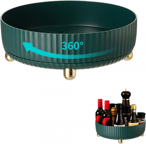 Suport Rotativ pentru Depozitare – Organizator 360° pentru Condimente, Cosmetice sau Accesorii (Verde Inchis)
