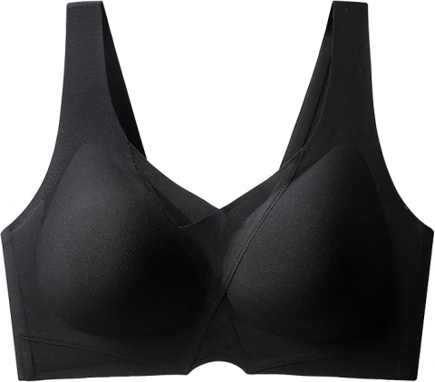 Sutien FEOYA, Fără Sârmă, Push-Up, Acoperire Completă, Ușor și Confortabil, Negru [4]