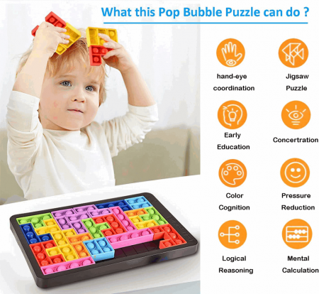 Tabla de joc cu puzzle din silicon pentru copii si adulti 27 Piese, Jucarie senzoriala pentru dezvoltarea si stimularea creativitatii [4]