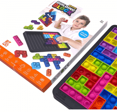 Tabla de joc cu puzzle din silicon pentru copii si adulti 27 Piese, Jucarie senzoriala pentru dezvoltarea si stimularea creativitatii [1]