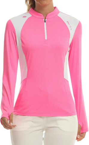 Tricou sport cu mânecă lungă dama, respirabil, MoFiz, roz [1]