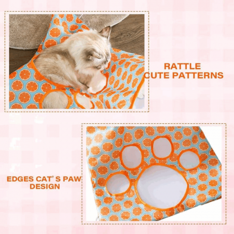 Tunel interactiv pentru pisici, jucarie cu bila de plus si soricel, material rezistent [5]