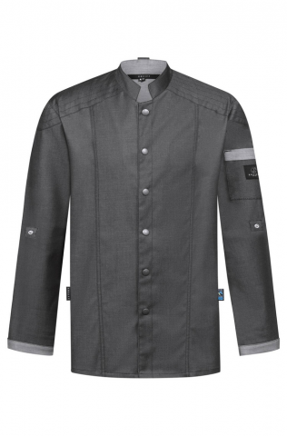 Îmbrăcăminte protecția muncii - Tunica de bucatar din denim, gri inchis, Profi dress, marime 54
