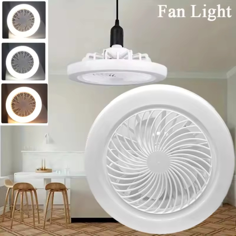 Ventilator de tavan cu lumina LED alimentare la dulie E27 25 cm cu telecomanda pentru dormitor [5]