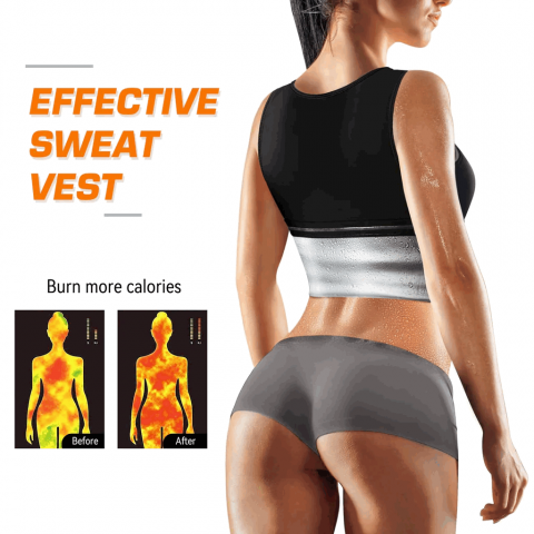 Vesta dama din neopren, pentru slabit, efect de sauna, cu fermoar, Cimkiz, negru, Marimea XXL [4]