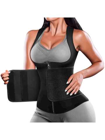 Sport & Travel - Vesta din neopren, pentru slabit, efect de sauna, ajustabil, Cimkiz, negru, Marimea 3XL, 3UCV