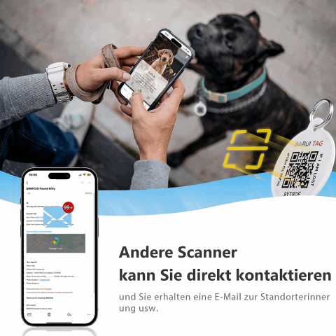 Zgarda pentru Câine cu Etichetă QR Code, personalizata, marime M, culoare albastru, ZM0F [5]