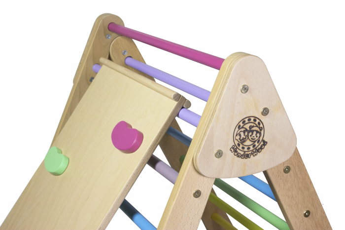 Triunghi pikler cu rampa de catarare din lemn, multicolor, Montessori [2]