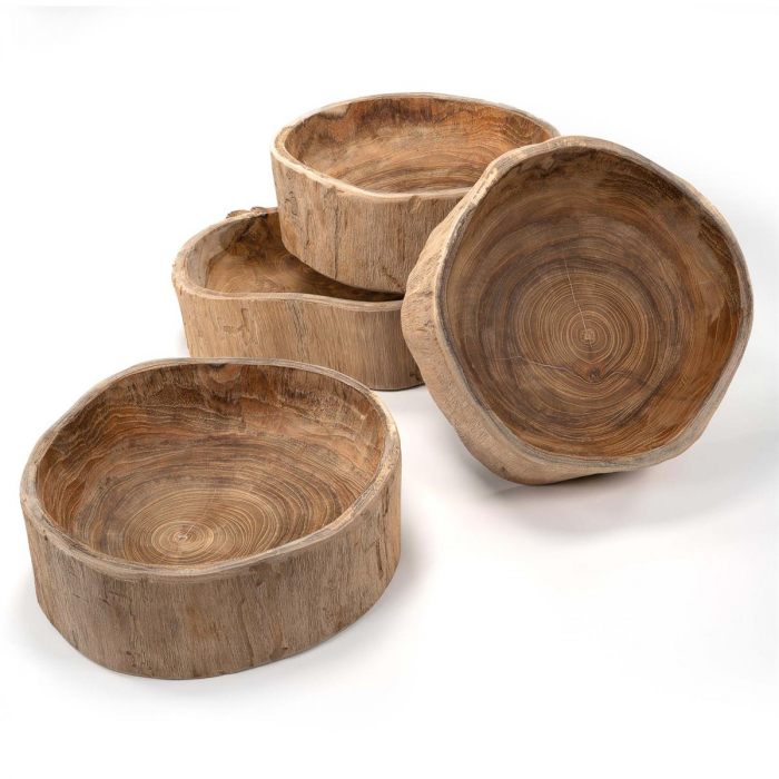 Bol din lemn de TEAK 28x27 cm - ideal pentru fructe - decorativ - lucrat manual [4]