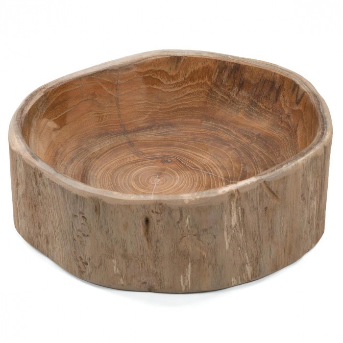 Bol din lemn de TEAK 28x27 cm - ideal pentru fructe - decorativ - lucrat manual [2]
