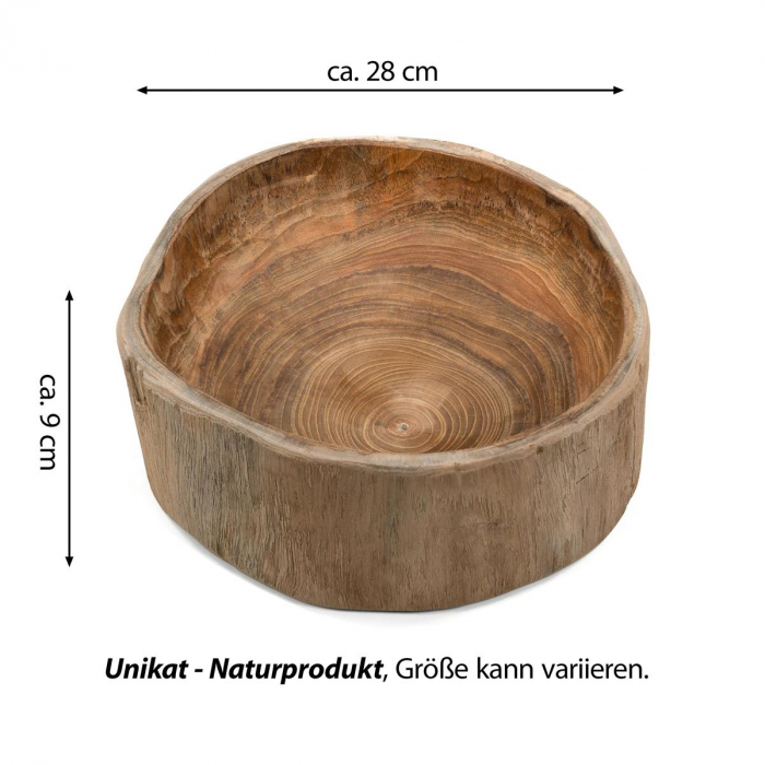 Bol din lemn de TEAK 28x27 cm - ideal pentru fructe - decorativ - lucrat manual [6]