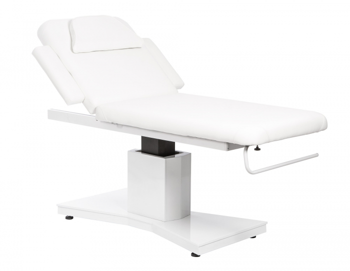Canapea cosmetica - infrumusetare RUKBA - 187x95x67-85 cm - 2 sectiuni - electrica - cadru lemn alb, tapiterie piele ecologica alb - [2]