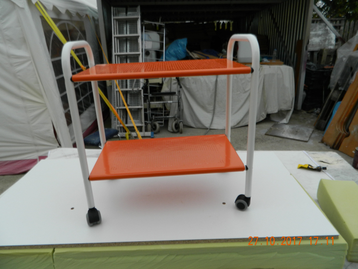 Carucior aparatura medicala - 2 polite, cu roti - 60x40x60 cm - culoare portocaliu [4]