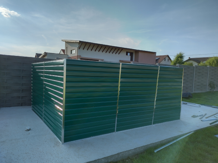 Casuta de gradina PROSHED - 340 x 382 x 205 cm - cu fundatie - din tabla - culoare verde, cca 12.9 mp [5]