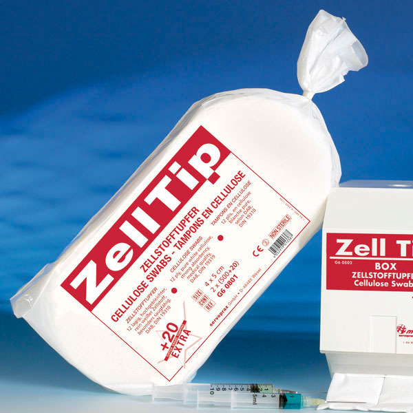 Dispenser ZELLTIP pentru tampoane celuloza -alb/rosu [2]