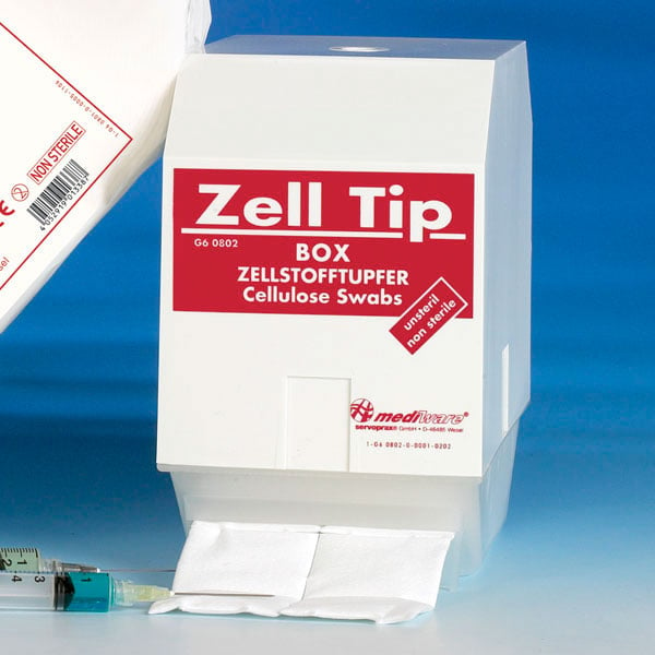 Dispenser ZELLTIP pentru tampoane celuloza -alb/rosu [1]
