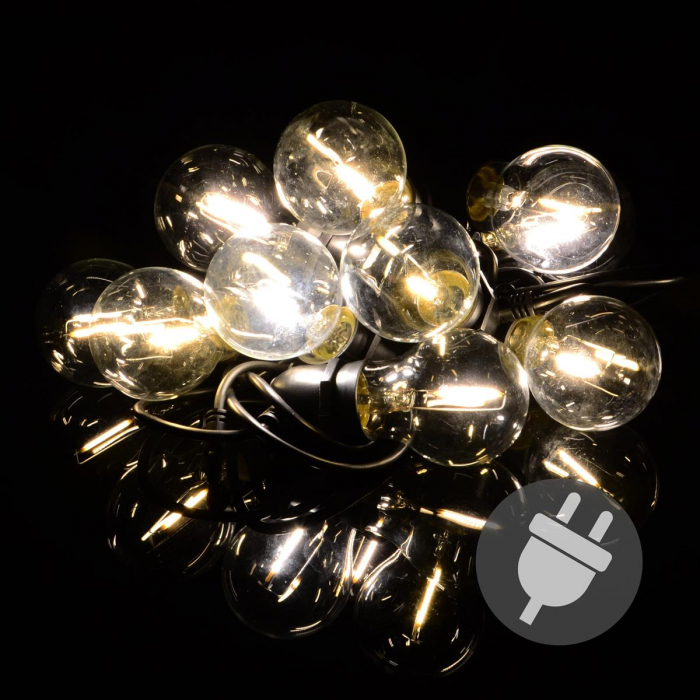 Ghirlanda luminoasa LED cu 10  becuri deco - diam. 6 cm - cablu 12 metri - lumina alba calda, IP44 [4]