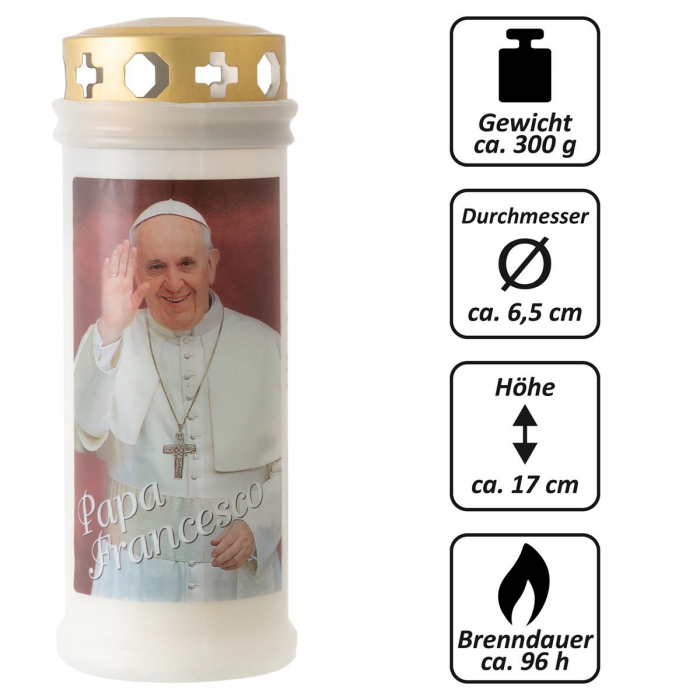 Lumanare alba LUMINO L40 tip candela - Papa Francisc - dimensiune 17x6,5 cm [2]