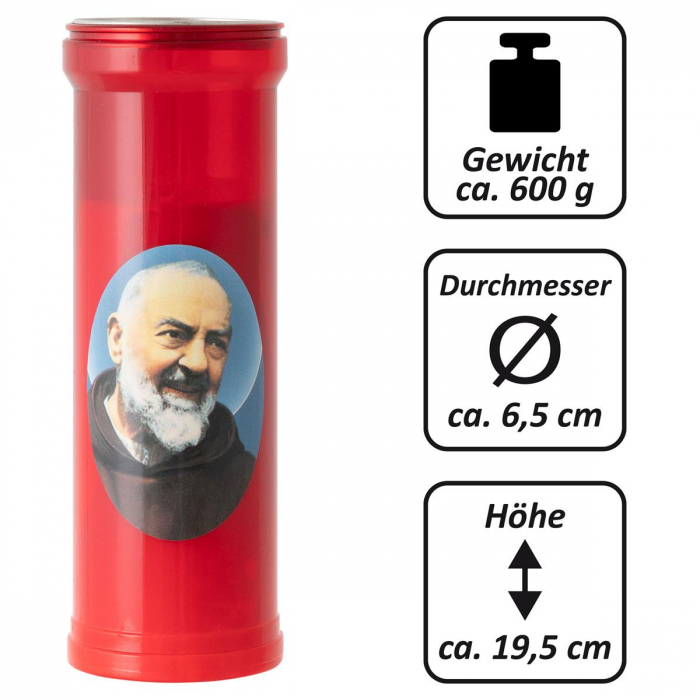 Lumanare rosie tip candela - Padre Pio - dimensiune 19.5x6.5 cm [2]