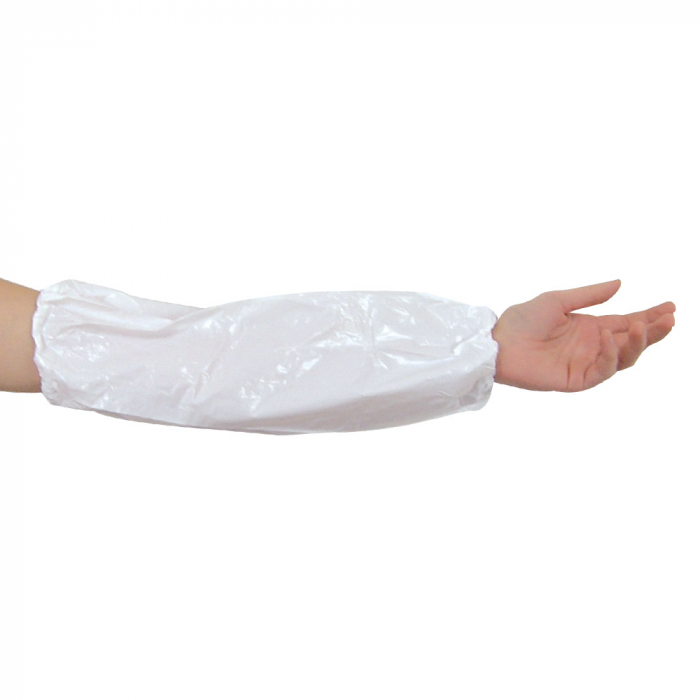 Maneca protectie HYGONORM - din PE, cusut manual, cu elastic - culoare alb - 40 cm, 20my - 100 buc [1]