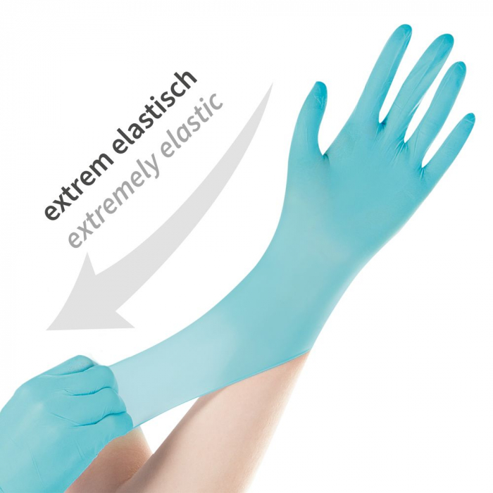 Manusi examinare NEO STRETCH PRO-neoprene,fara pudra-elasticitate 1000%-diverse marimi,turquoise, 100 buc [2]
