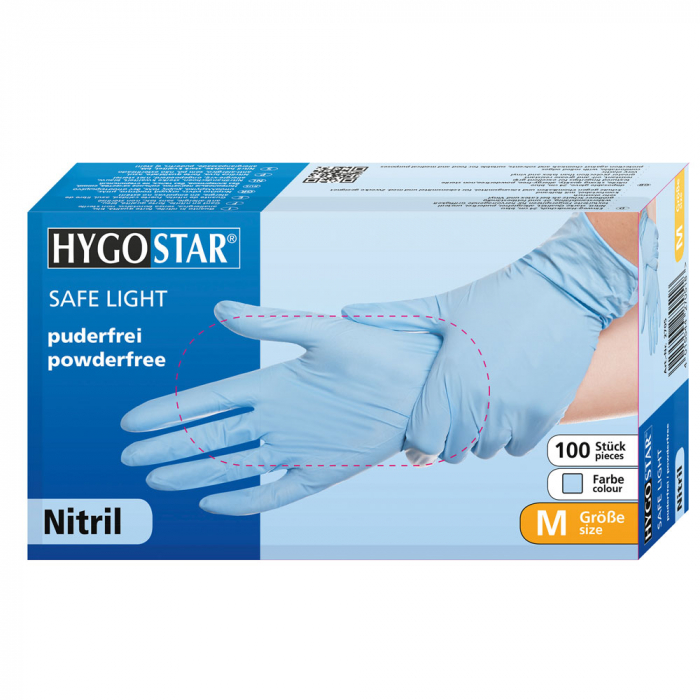 Manusi unica folosinta SAFE LIGHT - nitril  fara pudra - 24 cm - marime XS  albastru - 100 buc [9]