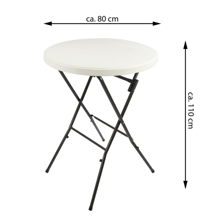Masa inalta tip Bistro pliabila - 80x80x110 cm - rotunda ABS alb [5]