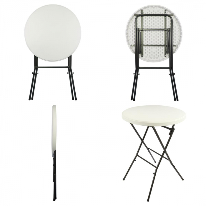 Masa inalta tip Bistro pliabila - 80x80x110 cm - rotunda ABS alb [4]