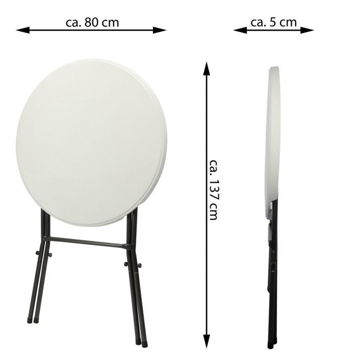 Masa inalta tip Bistro pliabila - 80x80x110 cm - rotunda ABS alb [6]