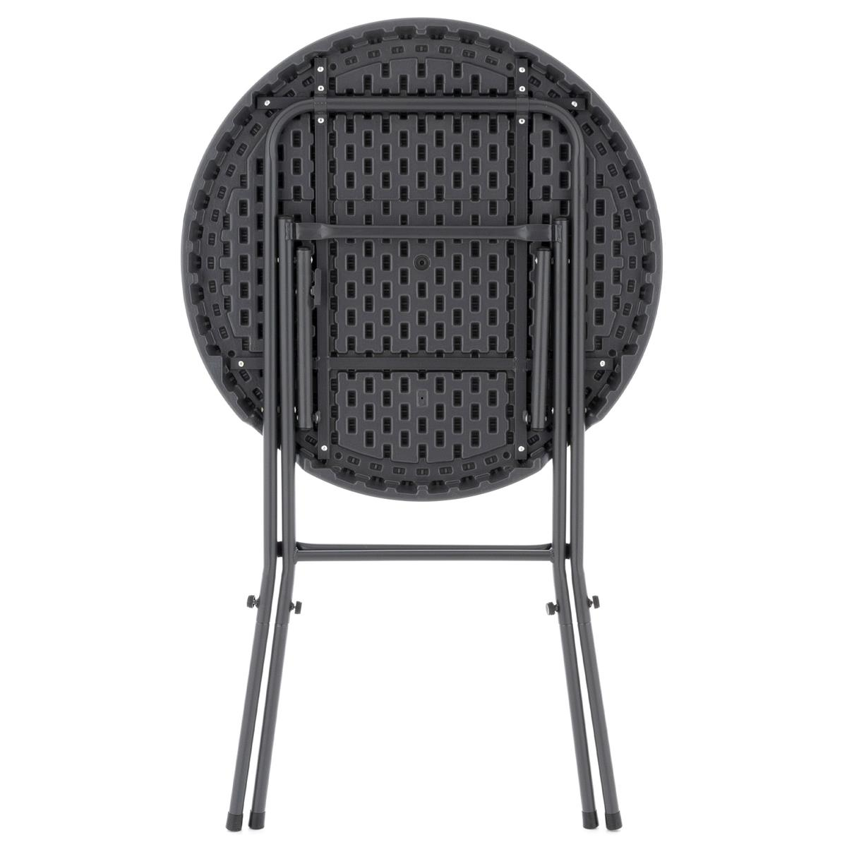 Masa inalta tip Bistro pliabila - 80x80x110 cm - rotunda ABS antracit - ratan look [3]