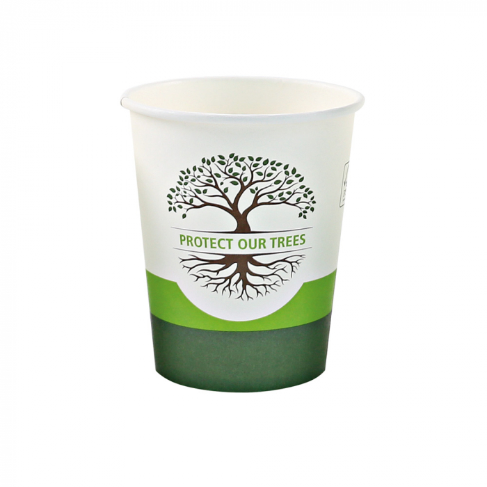 Pahar cafea Bio NATURAL Protect TREE certificat FSC - 1 perete - din carton PLA-stratificat - 8 oz  200ml  8cm - 50 buc [2]