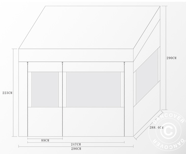 Pavilion pliabil FLEXPRO TRAPEZO - dimensiune 3x3m - culoare alb, complet impermeabil, inclusiv pereti si podea din PVC [5]
