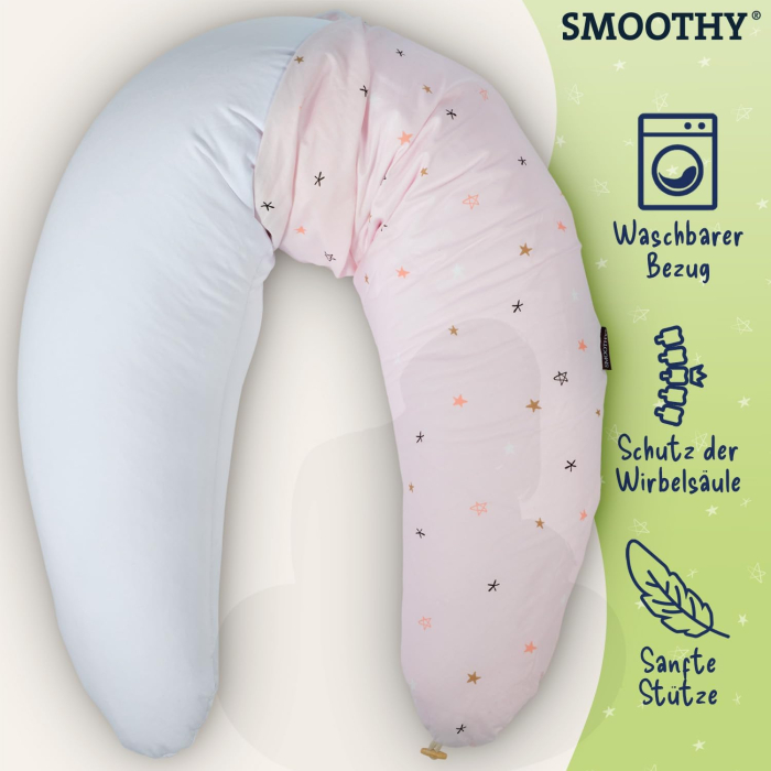 Pernă de alăptare - pozitionare pentru mama SMOOTHY® XXL Premium pentru dormit pe o parte - husa din bumbac - umplutura cu perle EPS [3]