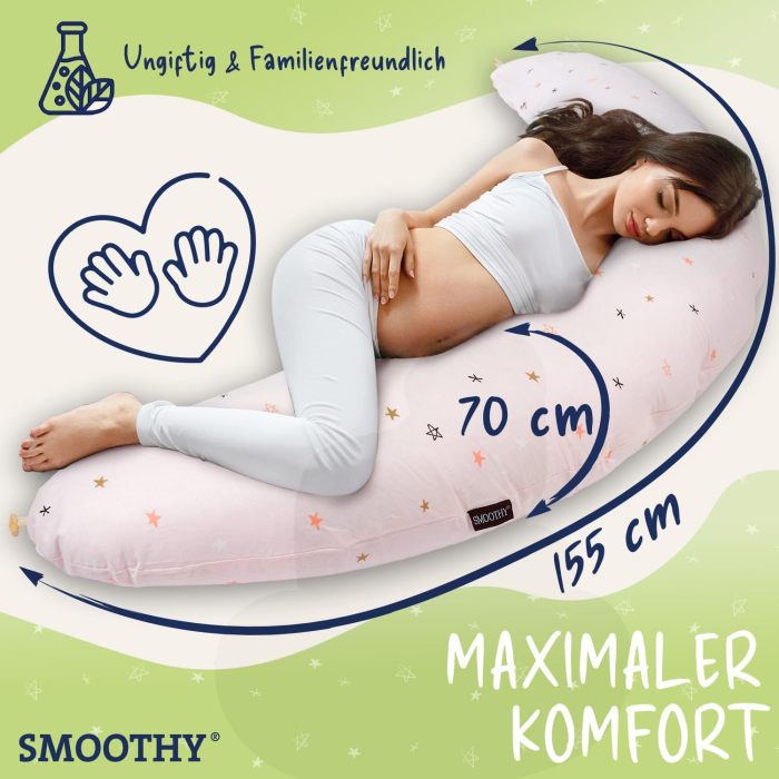 Pernă de alăptare - pozitionare pentru mama SMOOTHY® XXL Premium pentru dormit pe o parte - husa din bumbac - umplutura cu perle EPS [7]