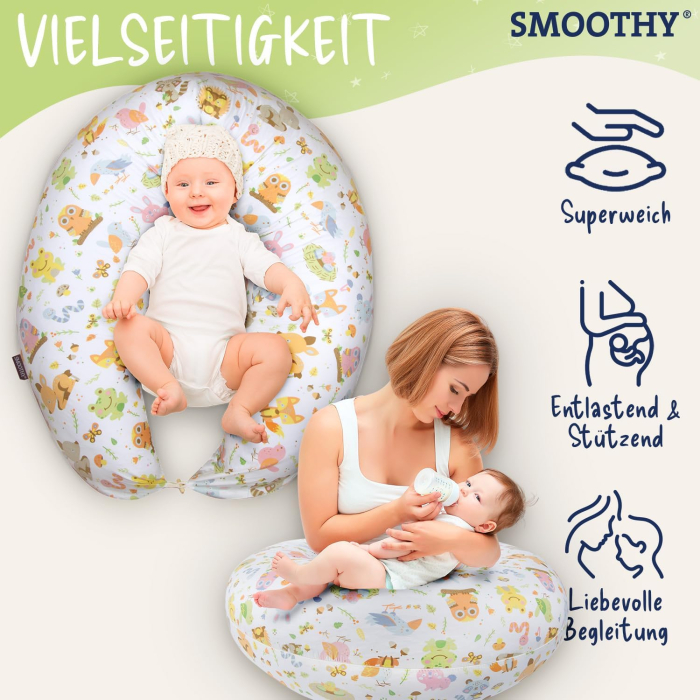 Pernă de alăptare - pozitionare pentru mama SMOOTHY® XXL Premium pentru dormit pe o parte - husa din bumbac - umplutura cu perle EPS [7]