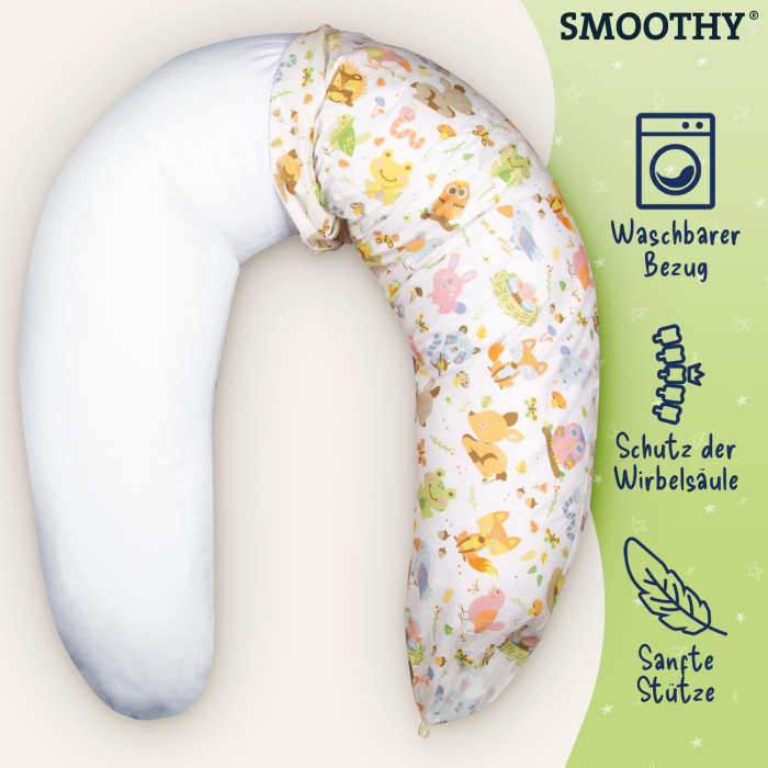 Pernă de alăptare - pozitionare pentru mama SMOOTHY® XXL Premium pentru dormit pe o parte - husa din bumbac - umplutura cu perle EPS [3]