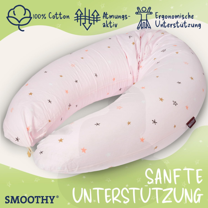 Pernă de alăptare - pozitionare pentru mama SMOOTHY® XXL Premium pentru dormit pe o parte - husa din bumbac - umplutura cu perle EPS [2]