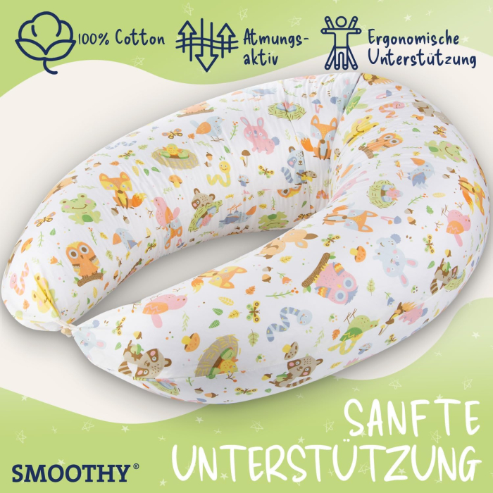 Pernă de alăptare - pozitionare pentru mama SMOOTHY® XXL Premium pentru dormit pe o parte - husa din bumbac - umplutura cu perle EPS [2]