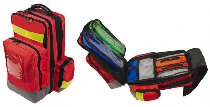 Rucsac urgente din poliester - medium - cu genti modulare la interior diverse culori - 48x35x23 cm - rosu [2]