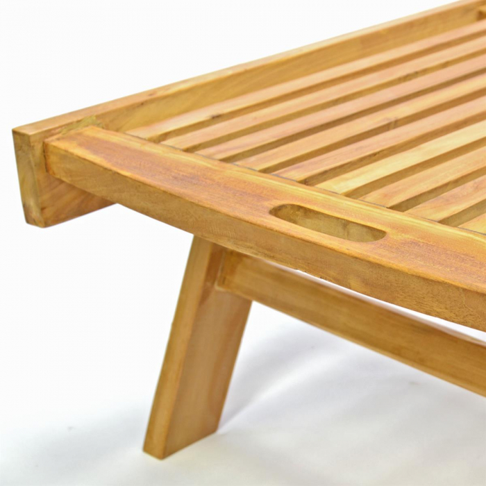 Sezlong cu roti Divero din lemn de salcam - cu roti - 197x65x35 cm [3]