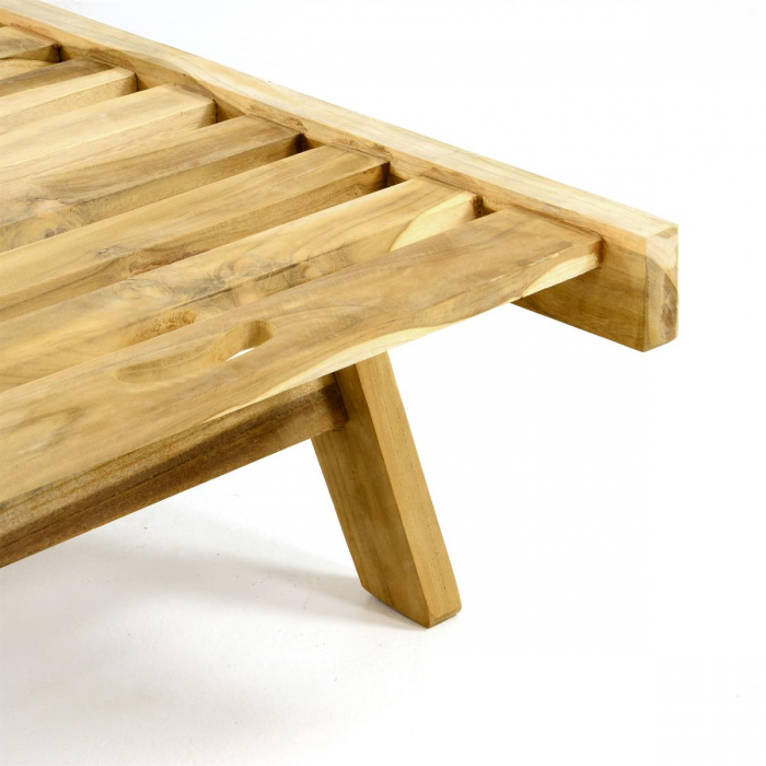 Sezlong pliabil Divero din lemn de TEAK 200x57x34 cm - pliabil cu roti [3]